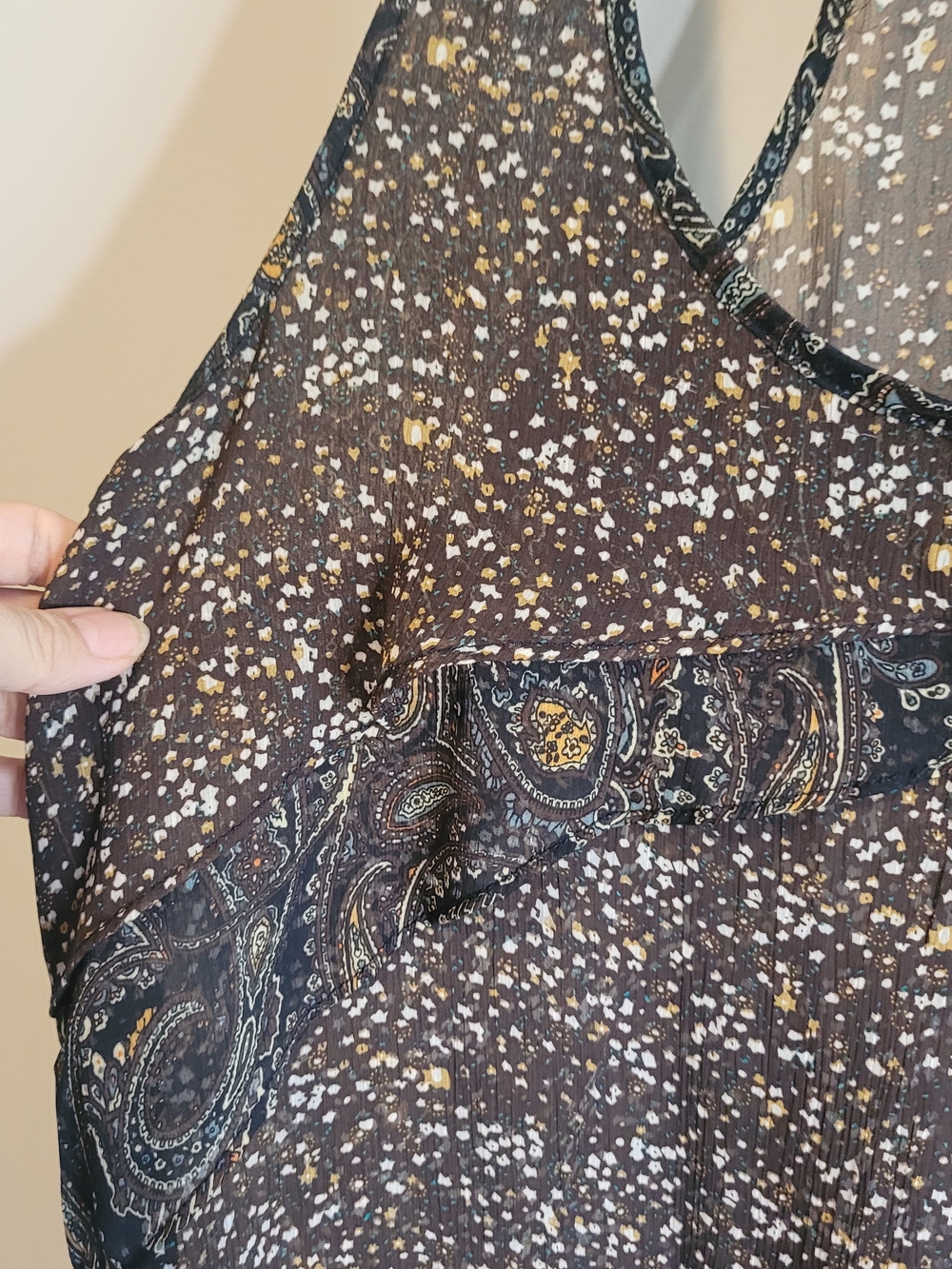 Mossimo Sheer Racerback Tank Boho Print Brown XL - Picture 5 of 7